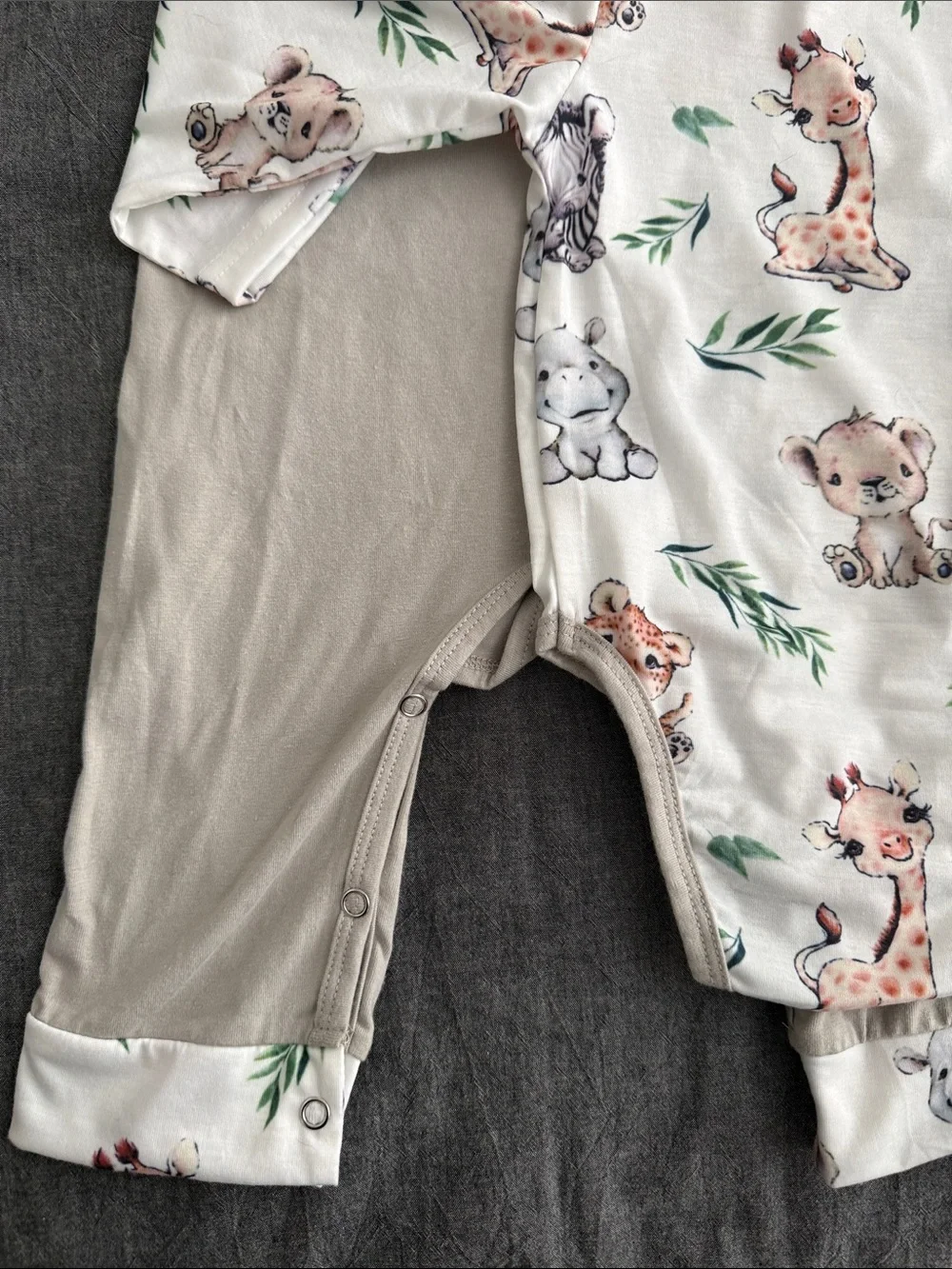 Neutral Animal Print Baby Overalls Set - Beige and Cream